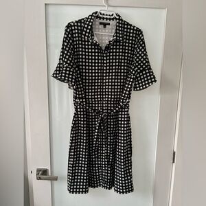 Banana Republic Black and White Gingham Midi Dress